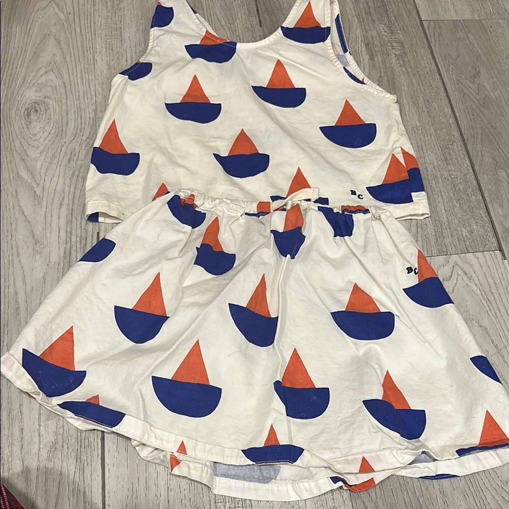 Bobo Choses Sailboat Print Tank - White, Blue & Orange